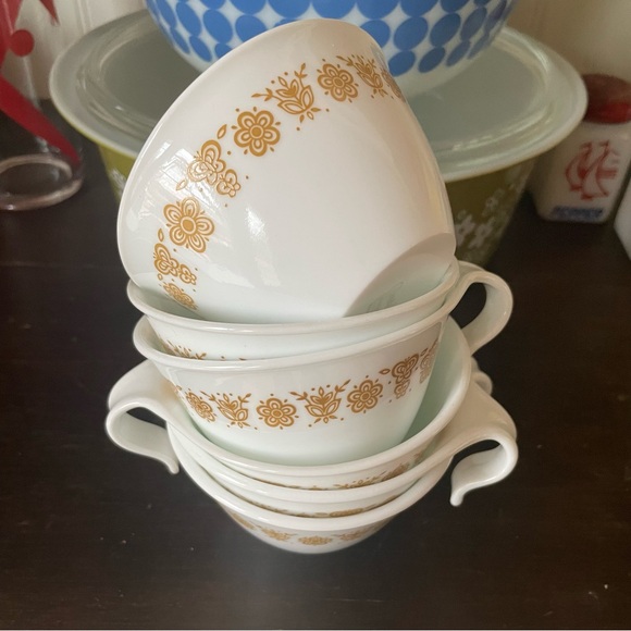 Vintage Corelle Pyrex Butterfly Gold Hook Handle Teacups❤️ - Picture 2 of 6